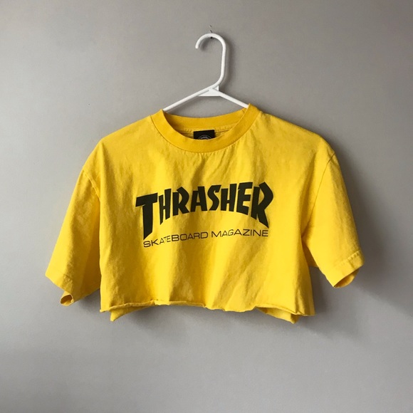 Thrasher Tops - Thrasher yellow cropped tee